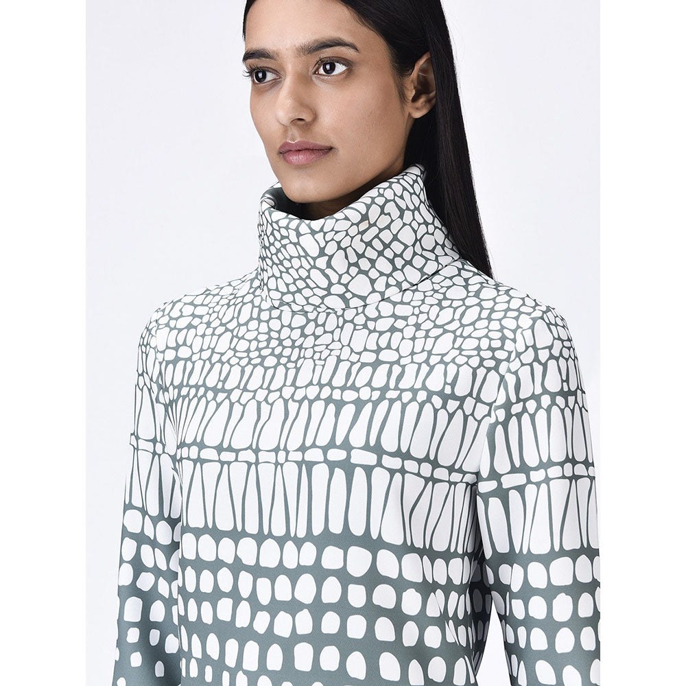 Genes Lecoanet Hemant Women High Neck Grey Printed Top