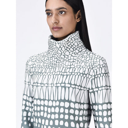 Genes Lecoanet Hemant Women High Neck Grey Printed Top