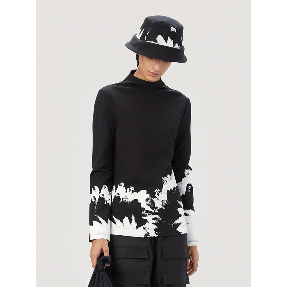 Genes Lecoanet Hemant Women Black Cotton Printed Top