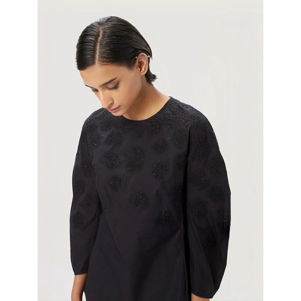 Genes Lecoanet Hemant Women Black Cotton Embroidered Top