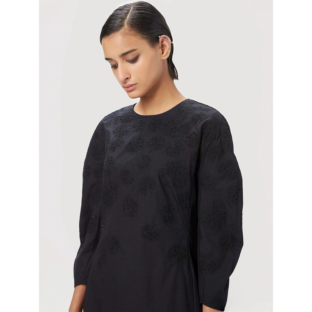 Genes Lecoanet Hemant Women Black Cotton Embroidered Top
