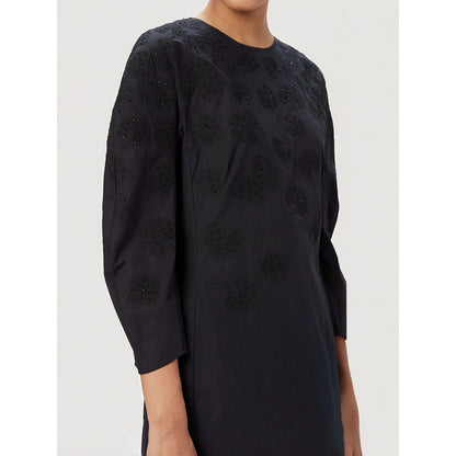 Genes Lecoanet Hemant Women Black Cotton Embroidered Top