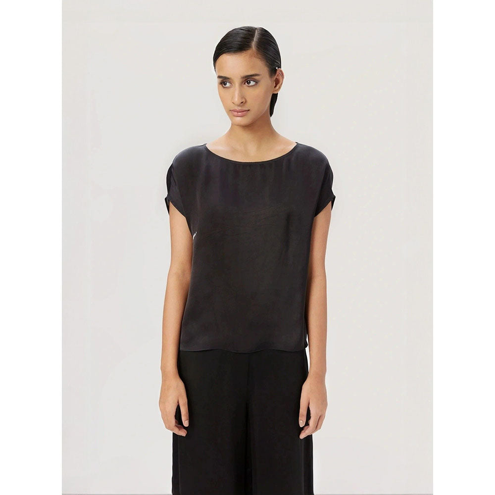 Genes Lecoanet Hemant Women Boat Neck Cap Sleeve Top