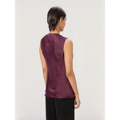 Genes Lecoanet Hemant Women Purple Sleeveless Cowl Neck Top
