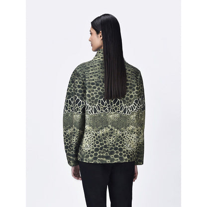 Genes Lecoanet Hemant Women High Neck Green Printed Top