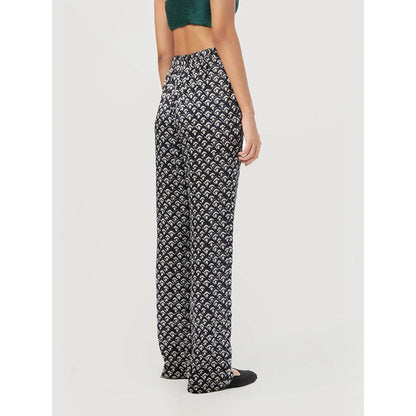 Genes Lecoanet Hemant Women Navy Blue Drawstring Printed Pant