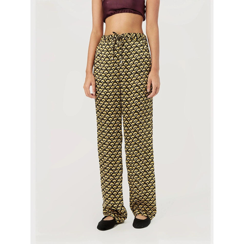Genes Lecoanet Hemant Women Ochre Drawstring Printed Pant