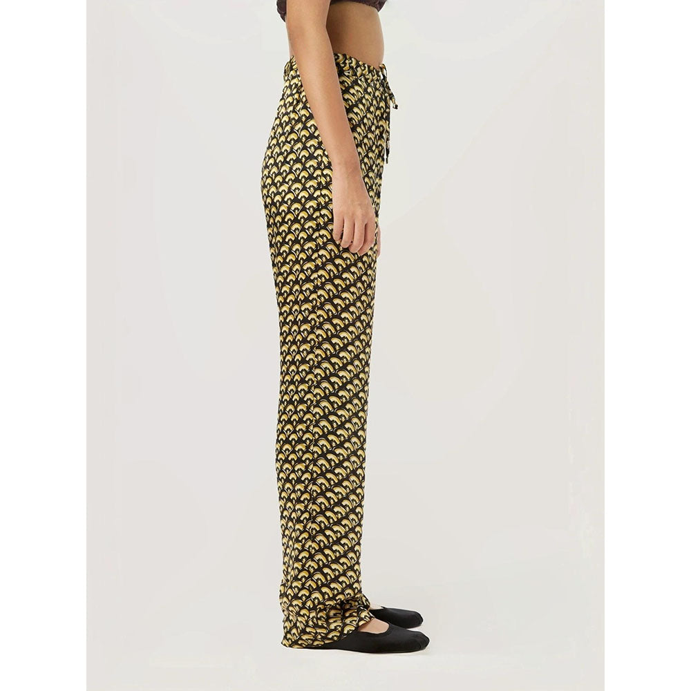 Genes Lecoanet Hemant Women Ochre Drawstring Printed Pant
