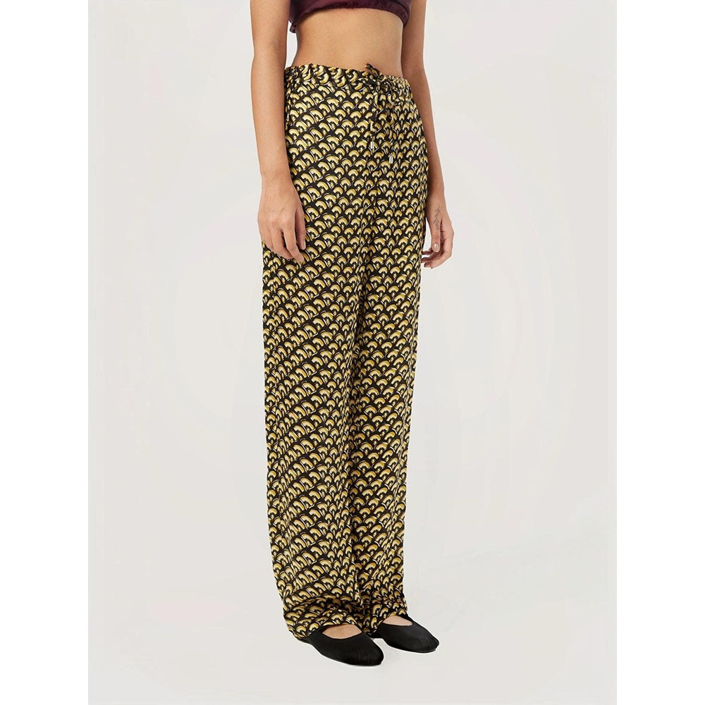 Genes Lecoanet Hemant Women Ochre Drawstring Printed Pant