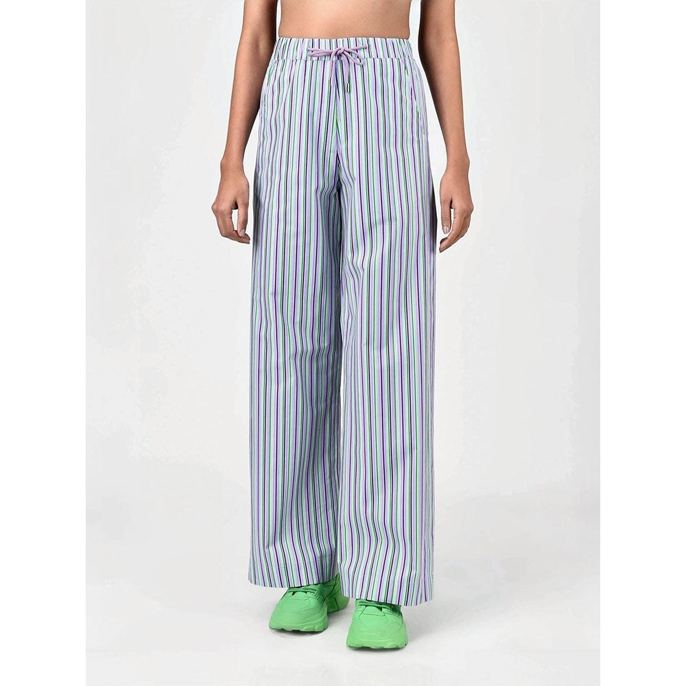 Genes Lecoanet Hemant Women Multi-Color Cotton Stripes Flared Pant