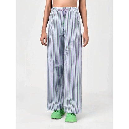 Genes Lecoanet Hemant Women Multi-Color Cotton Stripes Flared Pant