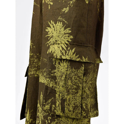 Genes Lecoanet Hemant Women Brown Linen Printed Flared Pant