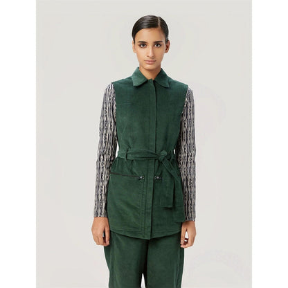 Genes Lecoanet Hemant Women'S Green Comfort Fit Casual Jacket (Set of 2)