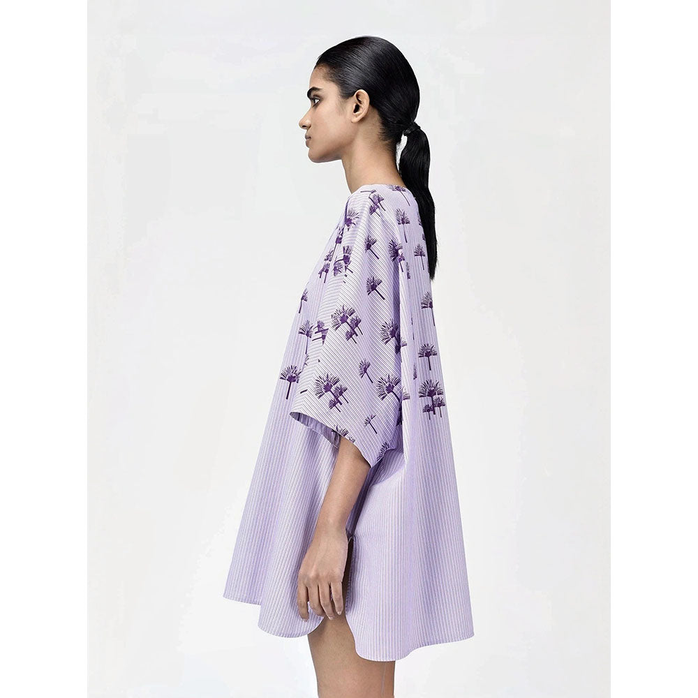 Genes Lecoanet Hemant Women's Purple Printed Mini Length Dress