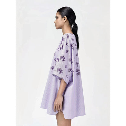 Genes Lecoanet Hemant Women's Purple Printed Mini Length Dress