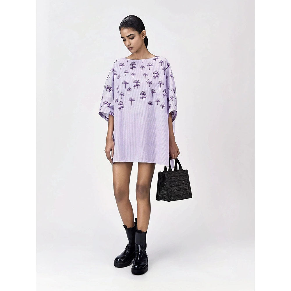 Genes Lecoanet Hemant Women's Purple Printed Mini Length Dress