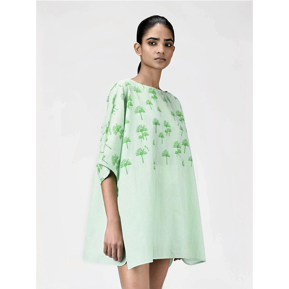 Genes Lecoanet Hemant Women's Green Printed Mini Length Dress
