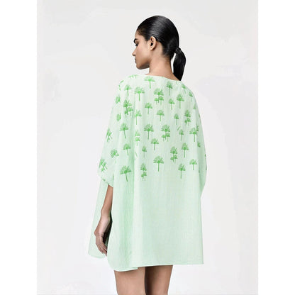 Genes Lecoanet Hemant Women's Green Printed Mini Length Dress