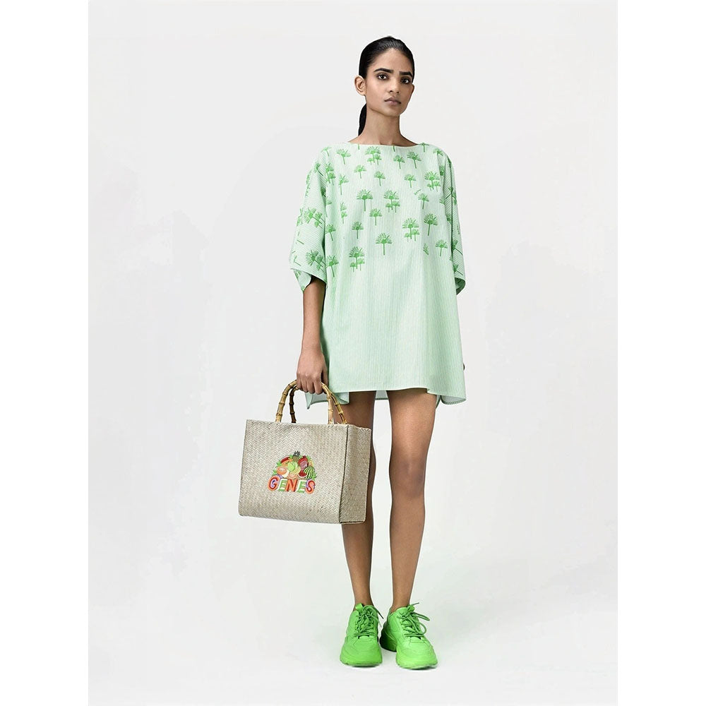 Genes Lecoanet Hemant Women's Green Printed Mini Length Dress