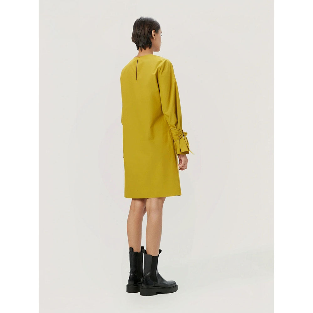 Genes Lecoanet Hemant Women's Yellow Solid Mini Length Dress