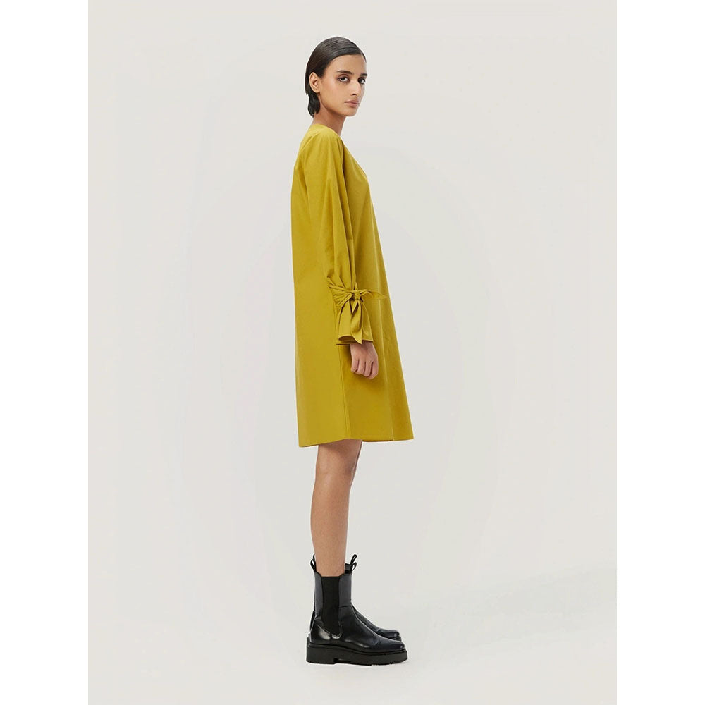 Genes Lecoanet Hemant Women's Yellow Solid Mini Length Dress