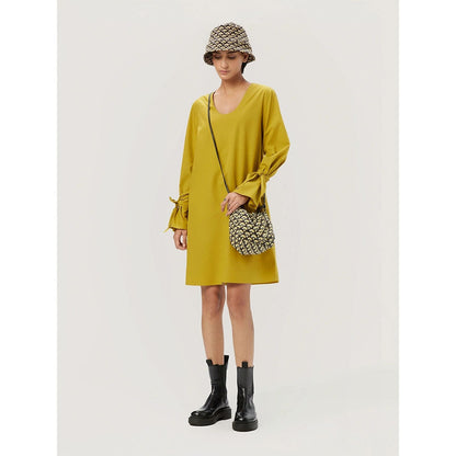 Genes Lecoanet Hemant Women's Yellow Solid Mini Length Dress