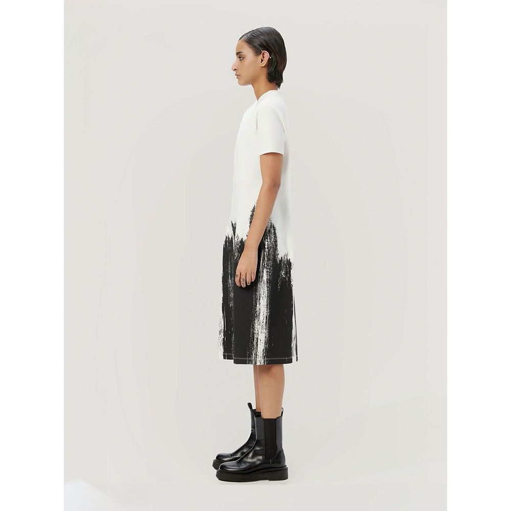 Genes Lecoanet Hemant Women's White Printed Midi Length Dress