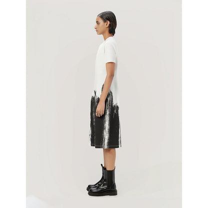 Genes Lecoanet Hemant Women's White Printed Midi Length Dress