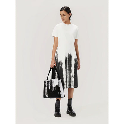 Genes Lecoanet Hemant Women's White Printed Midi Length Dress