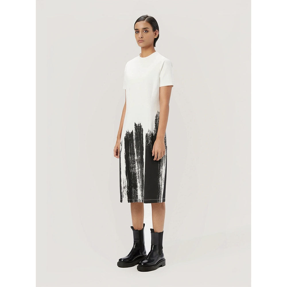 Genes Lecoanet Hemant Women's White Printed Midi Length Dress