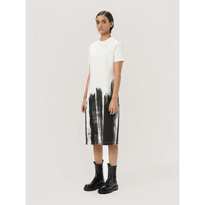 Genes Lecoanet Hemant Women's White Printed Midi Length Dress