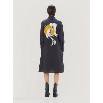 Genes Lecoanet Hemant Women's Black Solid Midi Length Dress