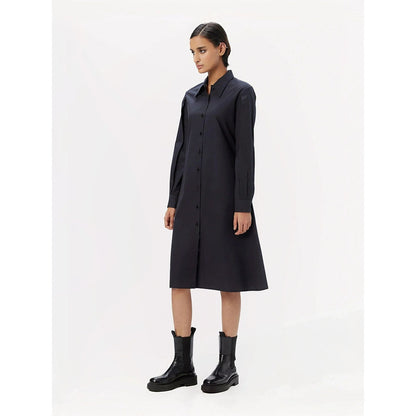 Genes Lecoanet Hemant Women's Black Solid Midi Length Dress