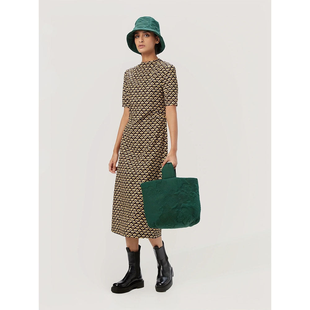 Genes Lecoanet Hemant Women's Yellow Printed Midi Length Dress