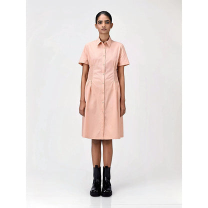 Genes Lecoanet Hemant Women's Peach Solid Knee Length Dress