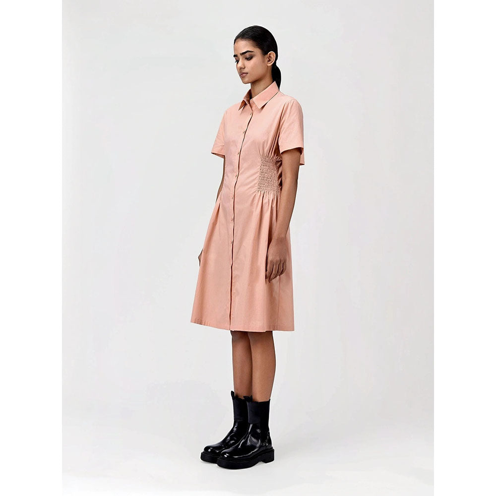 Genes Lecoanet Hemant Women's Peach Solid Knee Length Dress