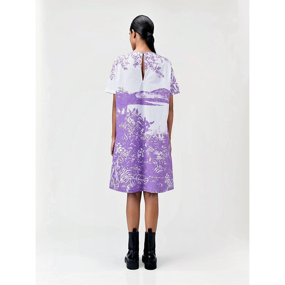 Genes Lecoanet Hemant Women's White Printed Knee Length Dress