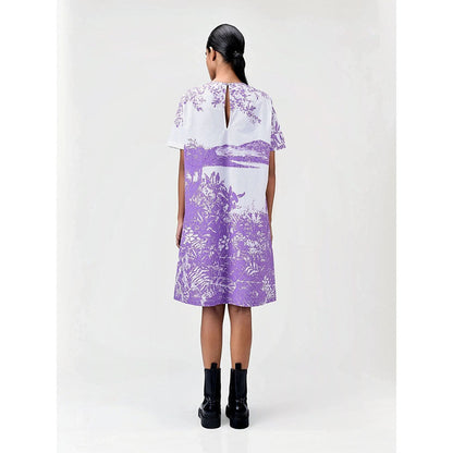 Genes Lecoanet Hemant Women's White Printed Knee Length Dress