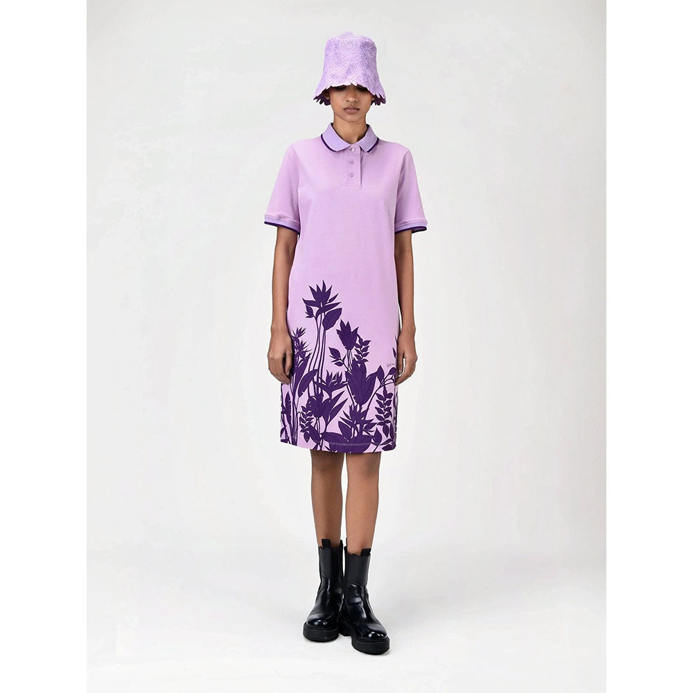 Genes Lecoanet Hemant Women's Purple Floral Knee Length Dress