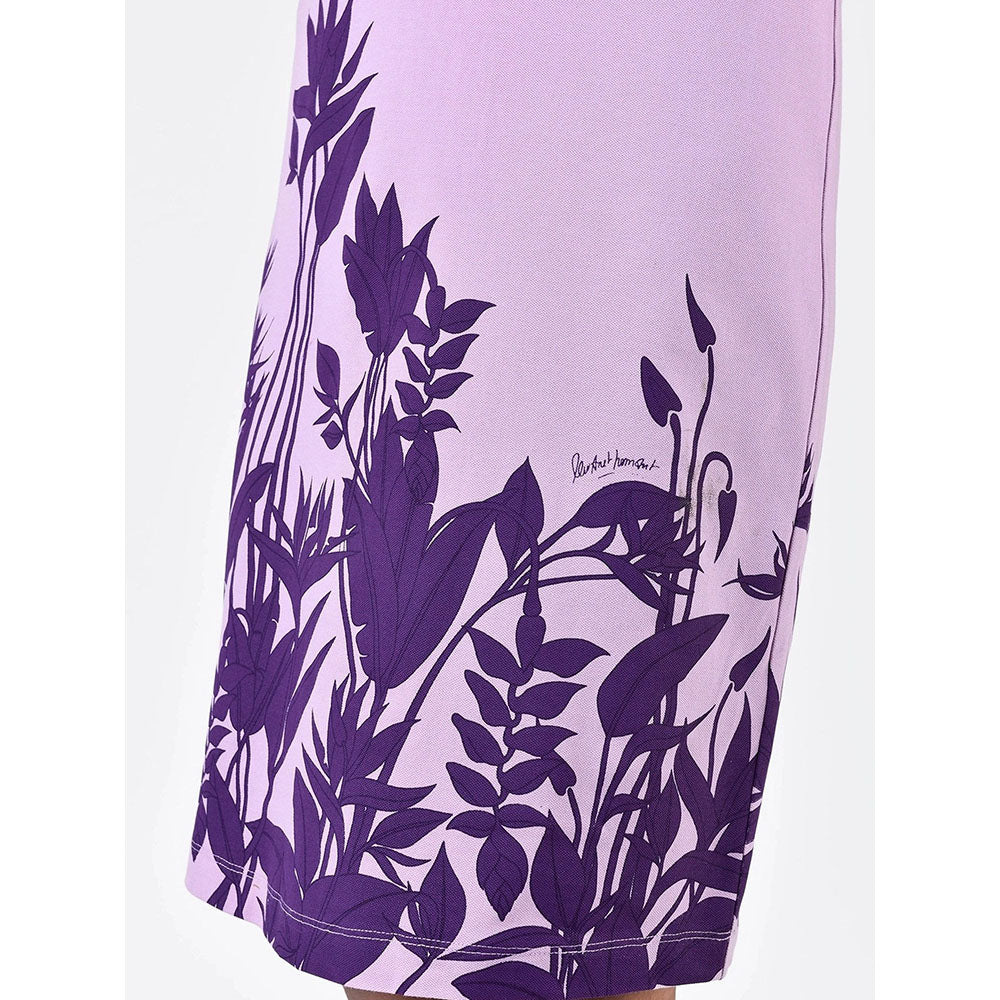 Genes Lecoanet Hemant Women's Purple Floral Knee Length Dress