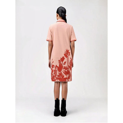 Genes Lecoanet Hemant Women's Peach Floral Knee Length Dress