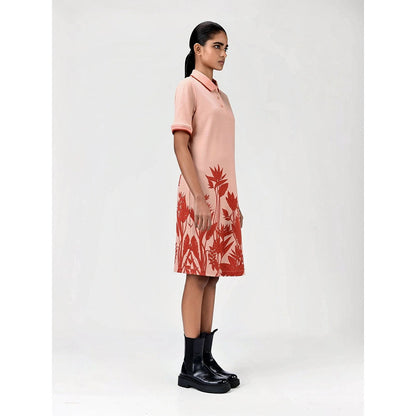 Genes Lecoanet Hemant Women's Peach Floral Knee Length Dress