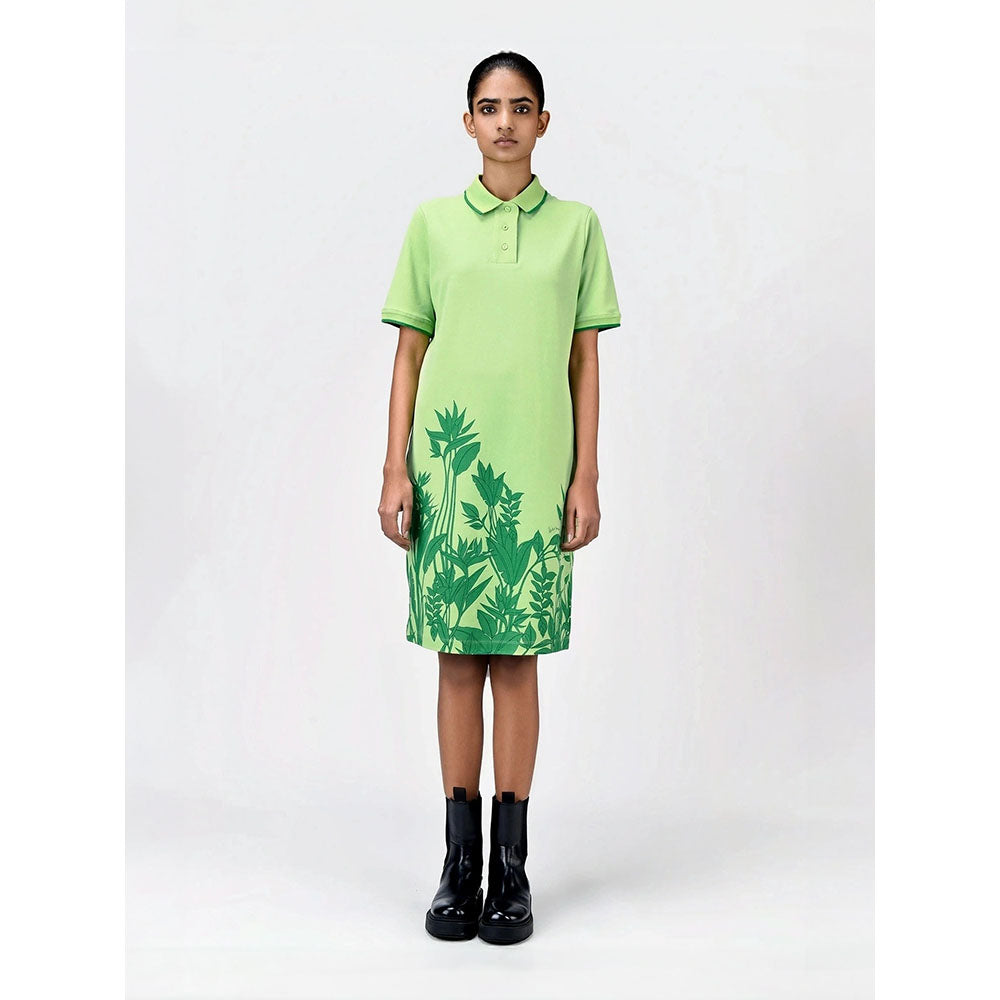 Genes Lecoanet Hemant Women's Green Floral Knee Length Dress