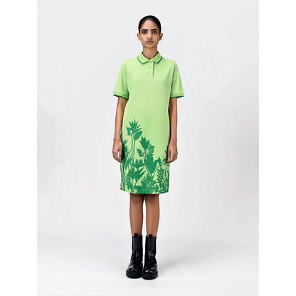 Genes Lecoanet Hemant Women's Green Floral Knee Length Dress