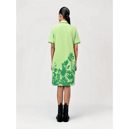 Genes Lecoanet Hemant Women's Green Floral Knee Length Dress