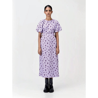 Genes Lecoanet Hemant Women's Purple Printed Midi Length Dress