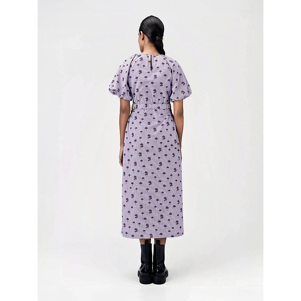 Genes Lecoanet Hemant Women's Purple Printed Midi Length Dress