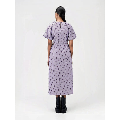 Genes Lecoanet Hemant Women's Purple Printed Midi Length Dress