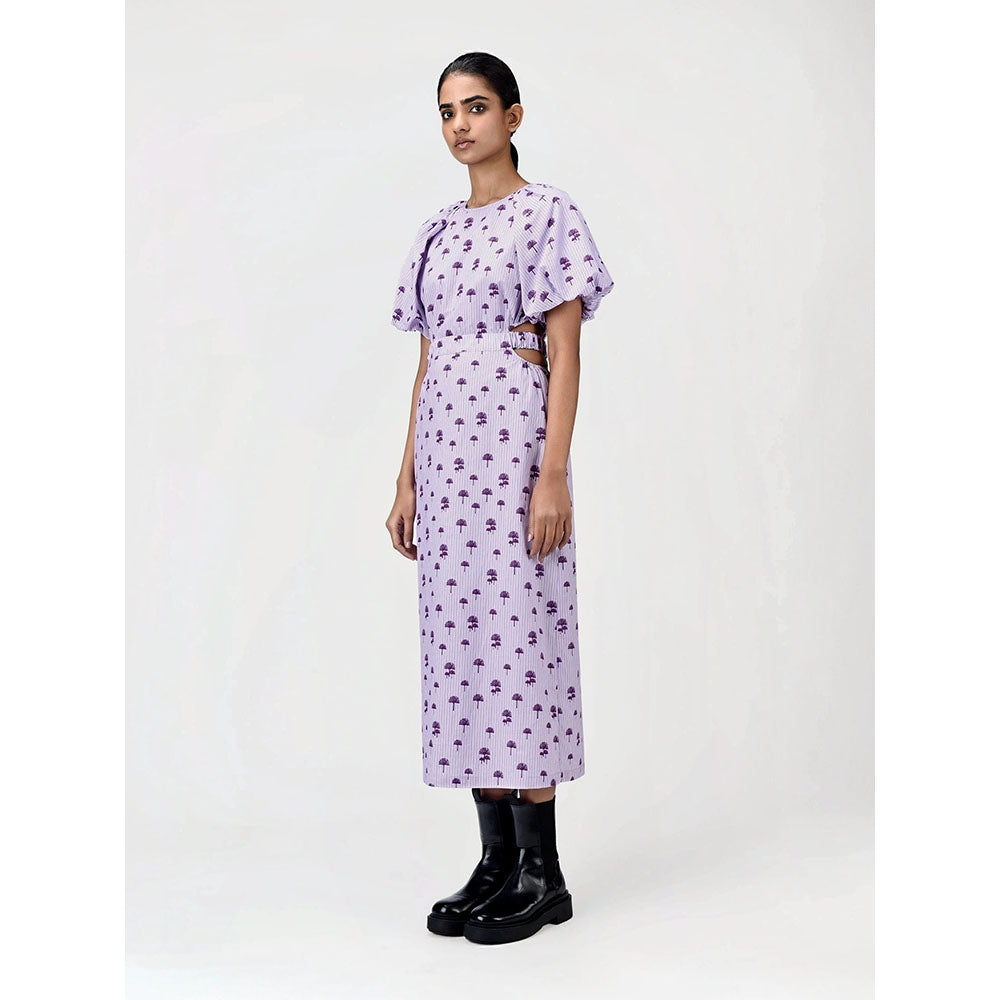 Genes Lecoanet Hemant Women's Purple Printed Midi Length Dress