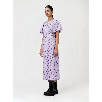 Genes Lecoanet Hemant Women's Purple Printed Midi Length Dress